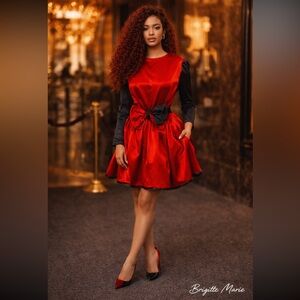 Red X Black Satin Dress